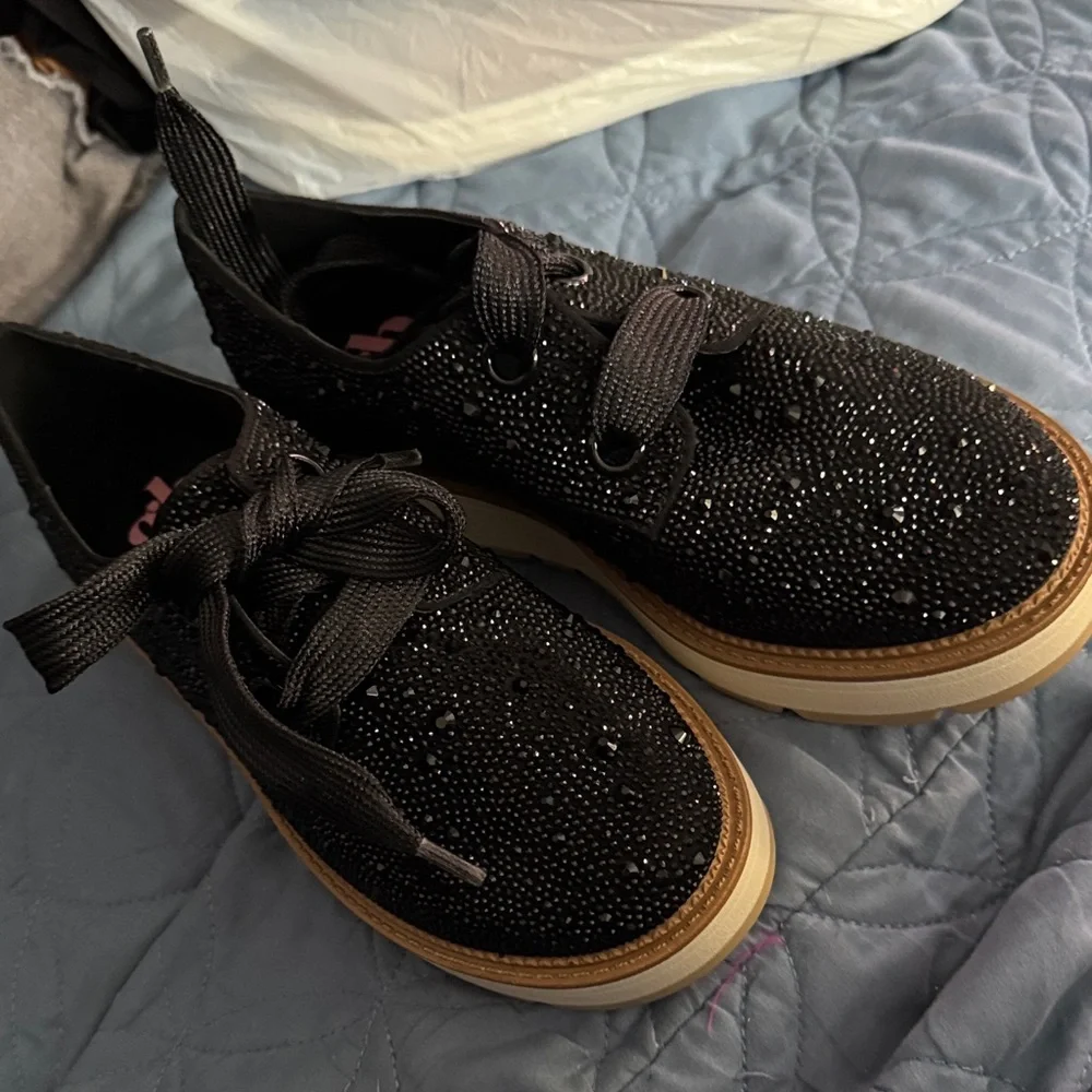 GB Girls Black Sparkle Sneakers